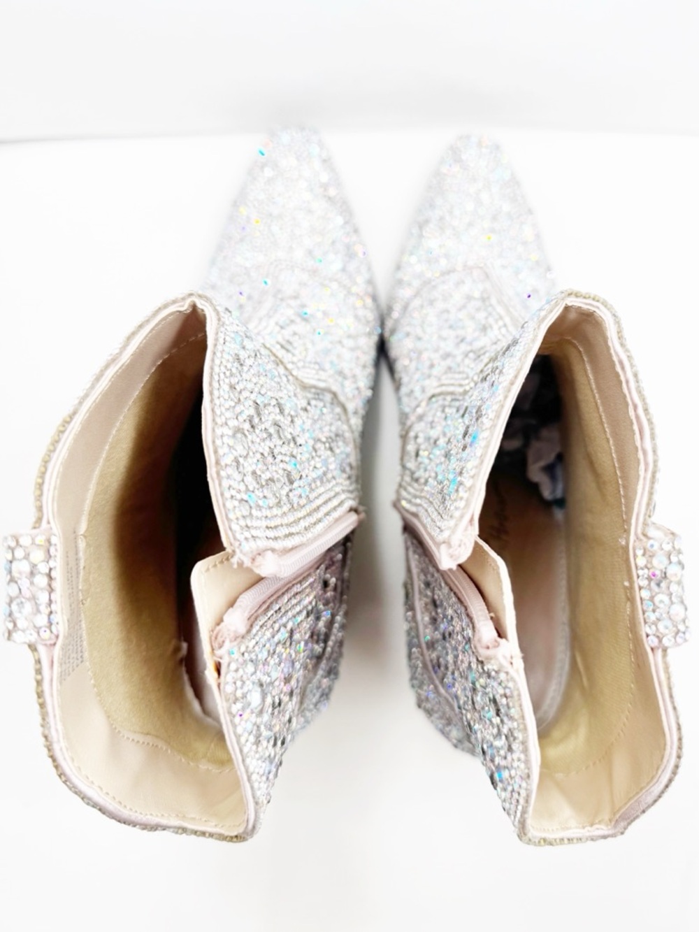 🆕{BETSEY JOHNSON} Blue DIVA Rhinestone Embellished Western Bootie - Picture 10 of 16